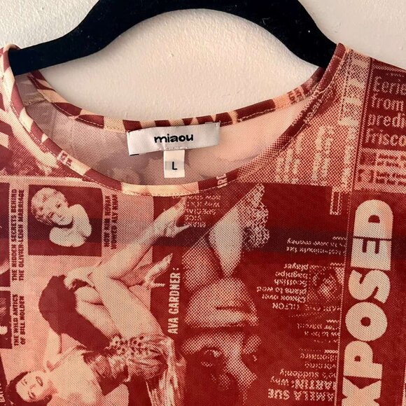 Miaou Mini Tee in Wanted Red Sz L - Picture 6 of 7